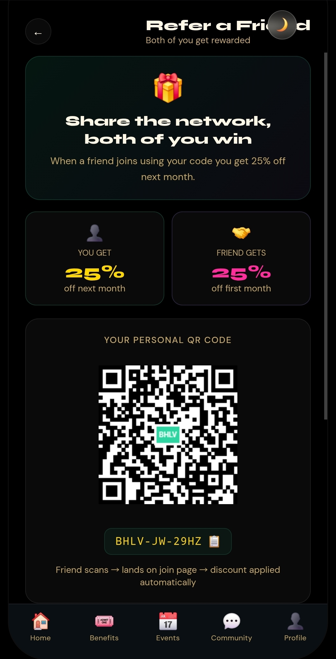 BHLV member app — Community feed